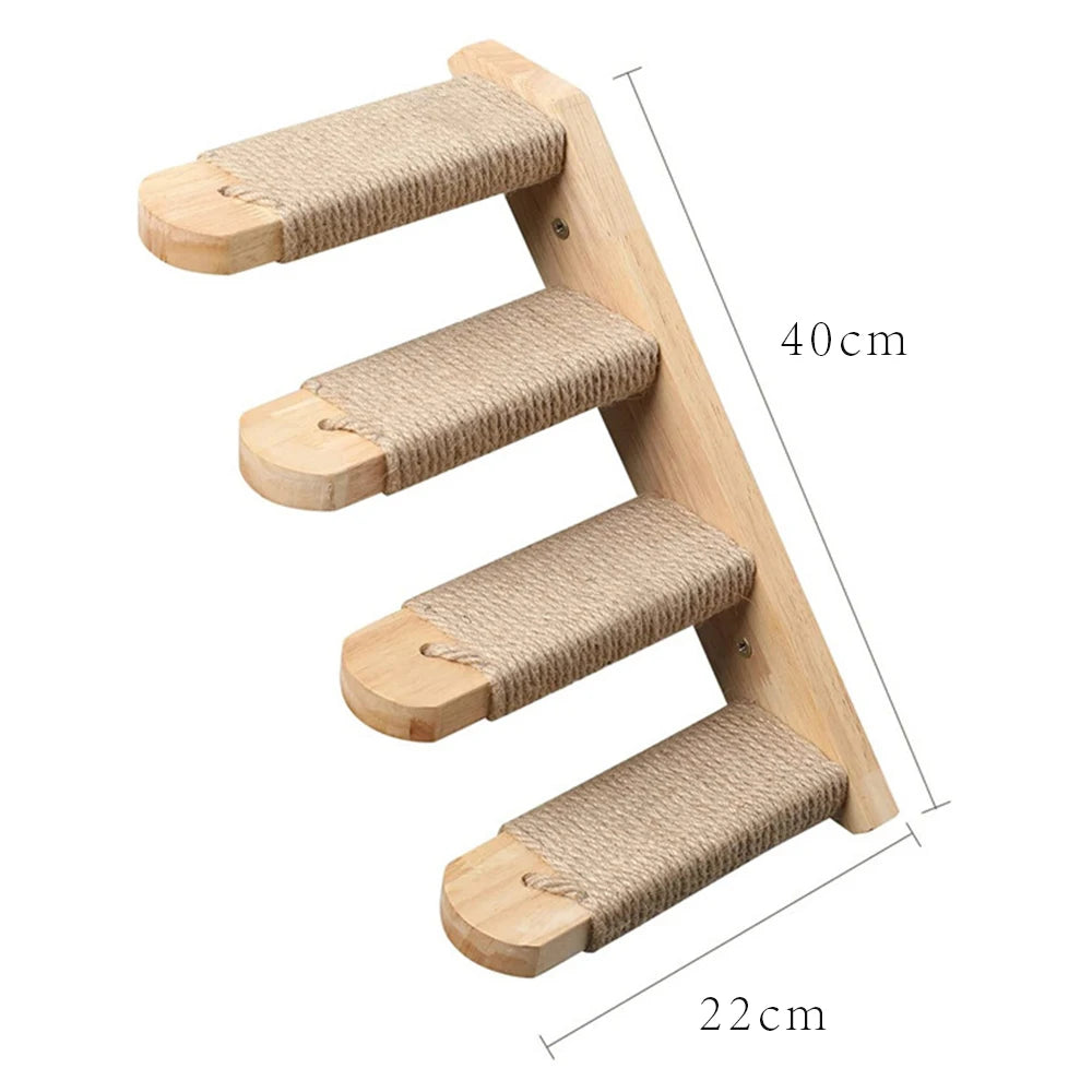 Wall-mounted Cat Climbing Frame 50cm Cat Climbing Ladder  Hammock  Activity Sisal Cat Grab Post