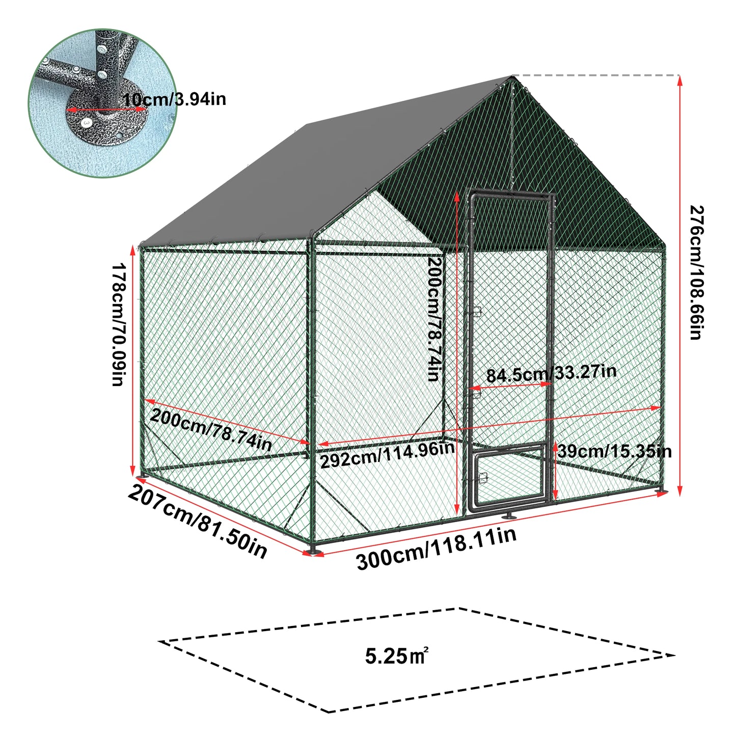 Heavy Duty Metal Chicken Coop w/ Cover and Nylon Netting
