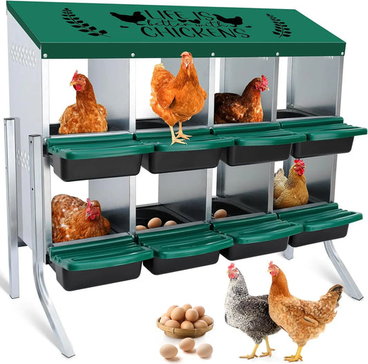 Roll-Away Egg Collection System with Ventilation Holes, Chicken Laying Box for Hen & Duck