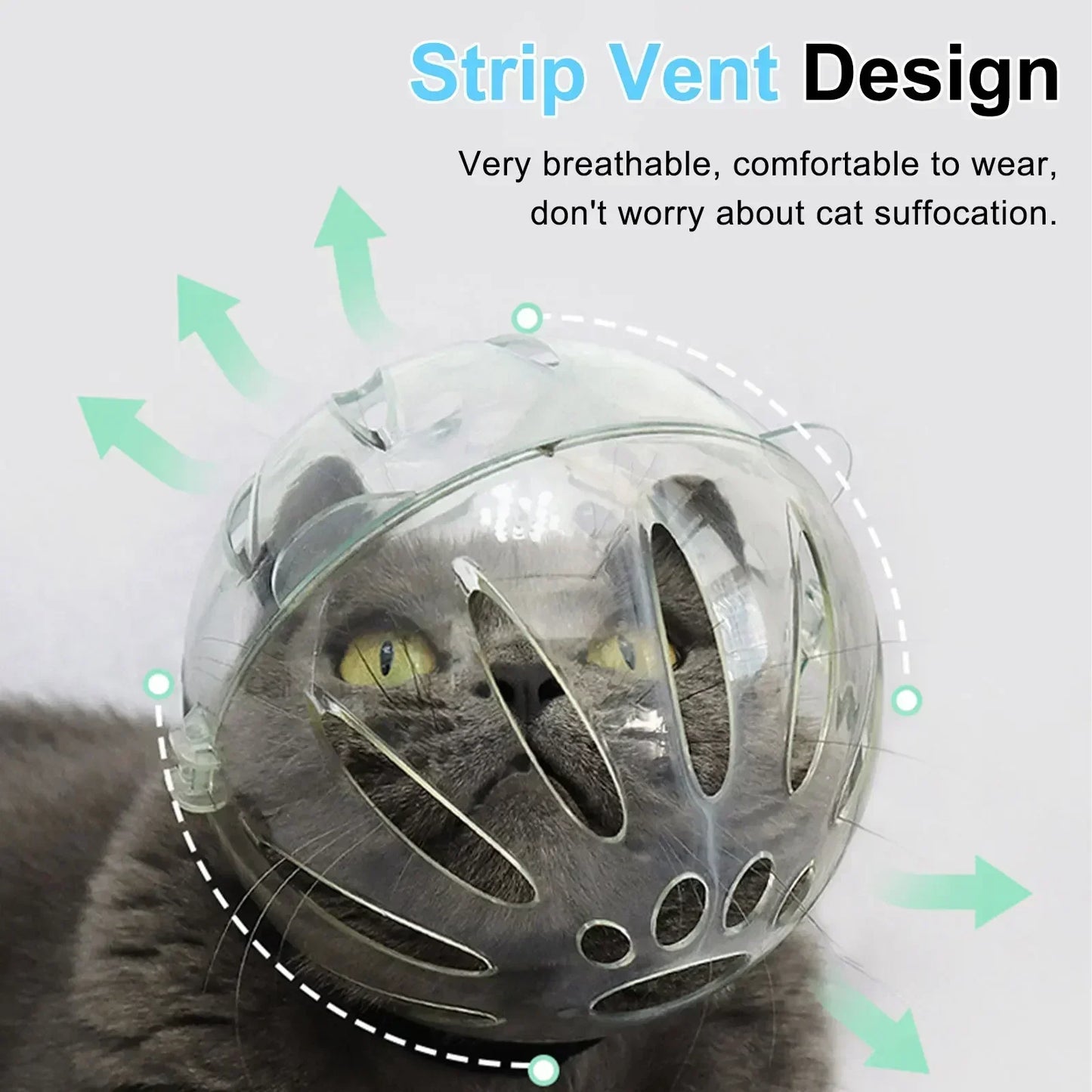 Cat Muzzle with 4Pcs Paw Cover Anti Bite Breathable Space Hood