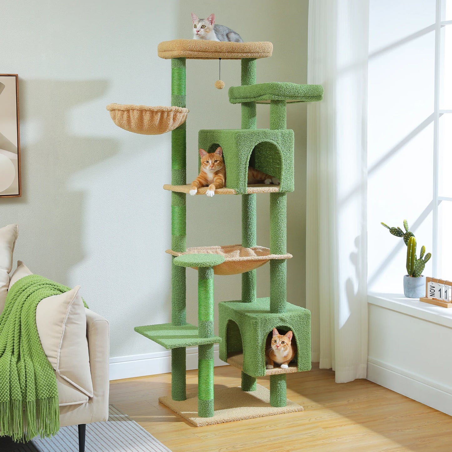 Multi-Level Cat Tower with Super Large Hammock