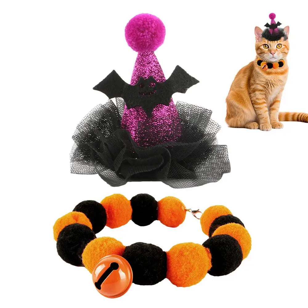 Cat Halloween Costumes Elastic Pet Mesh Hat Colorful Festive Costumes Funny Head Accessories