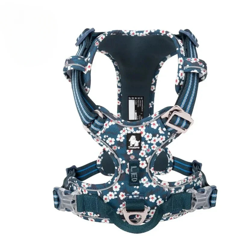 Dog Harness for Big Medium Small with Cotton Aluminum Alloy Floral Pattern Adjustable Vest