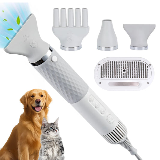Portable Pet Hair Dryer Dog Grooming Blower -High Velocity Quiet Lightweight 1.2lbs with 3 Speeds