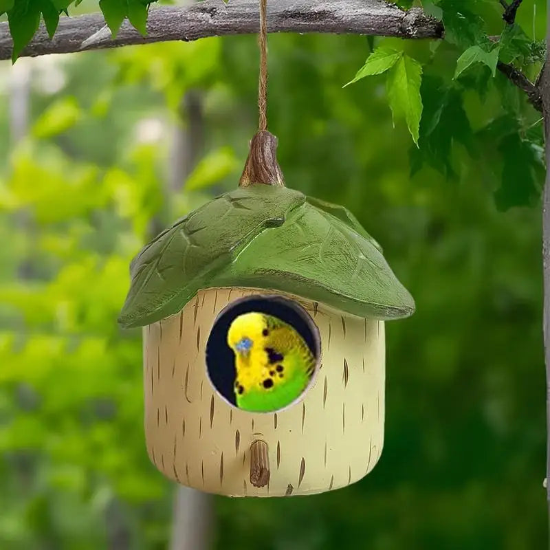 Hanging Bird House Outdoor Birdhouse Resin Novelty Decorative Garden Decor Hummingbird Nest for Garden Fence Patio Yard Backyard