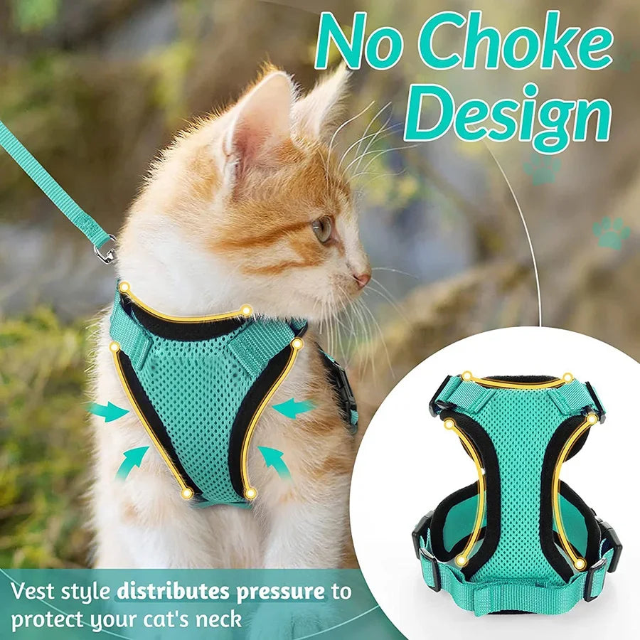 Cat Harness and Leash for Walking, Escape Proof Soft Adjustable Vest Harnesses for Cats