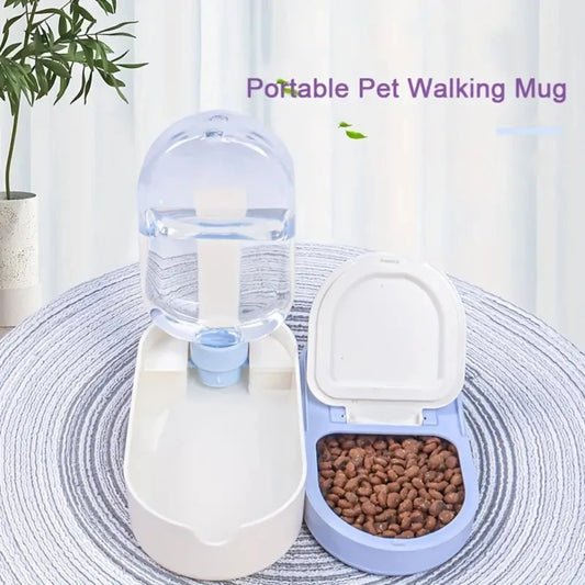 Portable Pet Water Bottle & Food Dispenser with Cup for Cats, Dogs, Rabbits