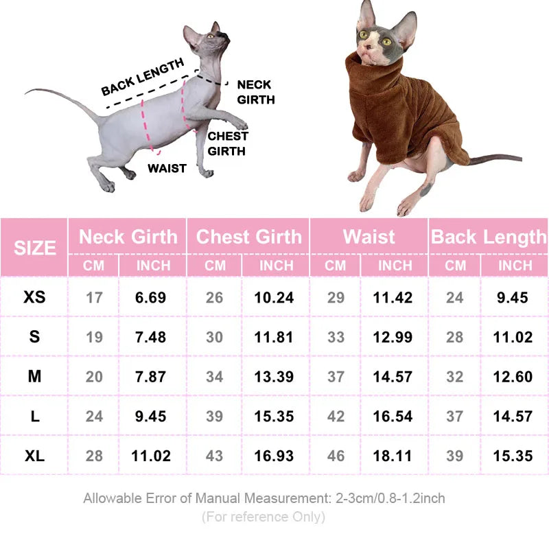Cat Sweater Coat Turtleneck Winter Warm Cat Clothes  Puppy Jacket Chihuahua Clothing