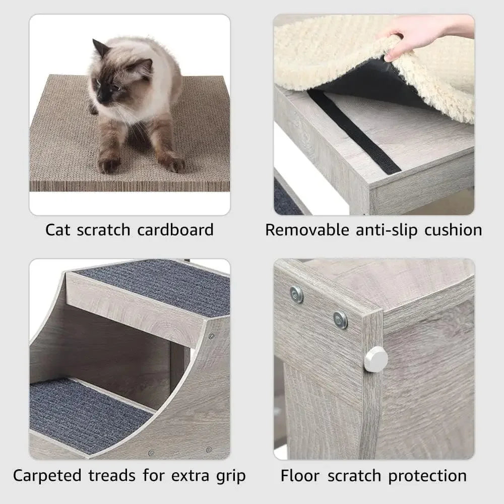 Pet Bunk Bed with Removable Step for Dogs and Cats,