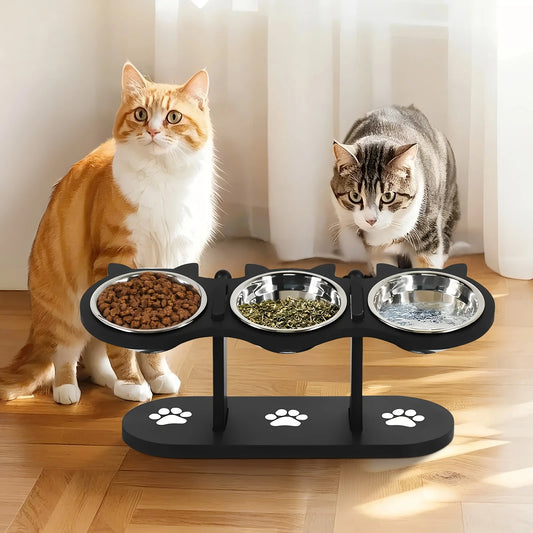 Elevated Food Bowls Cats and Puppy
