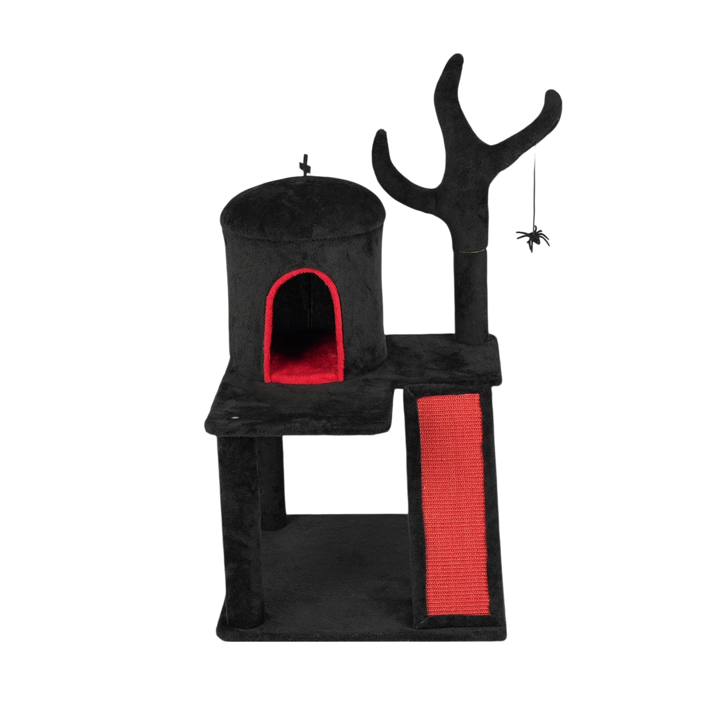 Halloween Cat Tower Tree with Spacious Cat Condo, Brach Shaped Scratching Post, Scratching Ladder