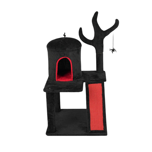 Halloween Cat Tower Tree with Spacious Cat Condo, Brach Shaped Scratching Post, Scratching Ladder