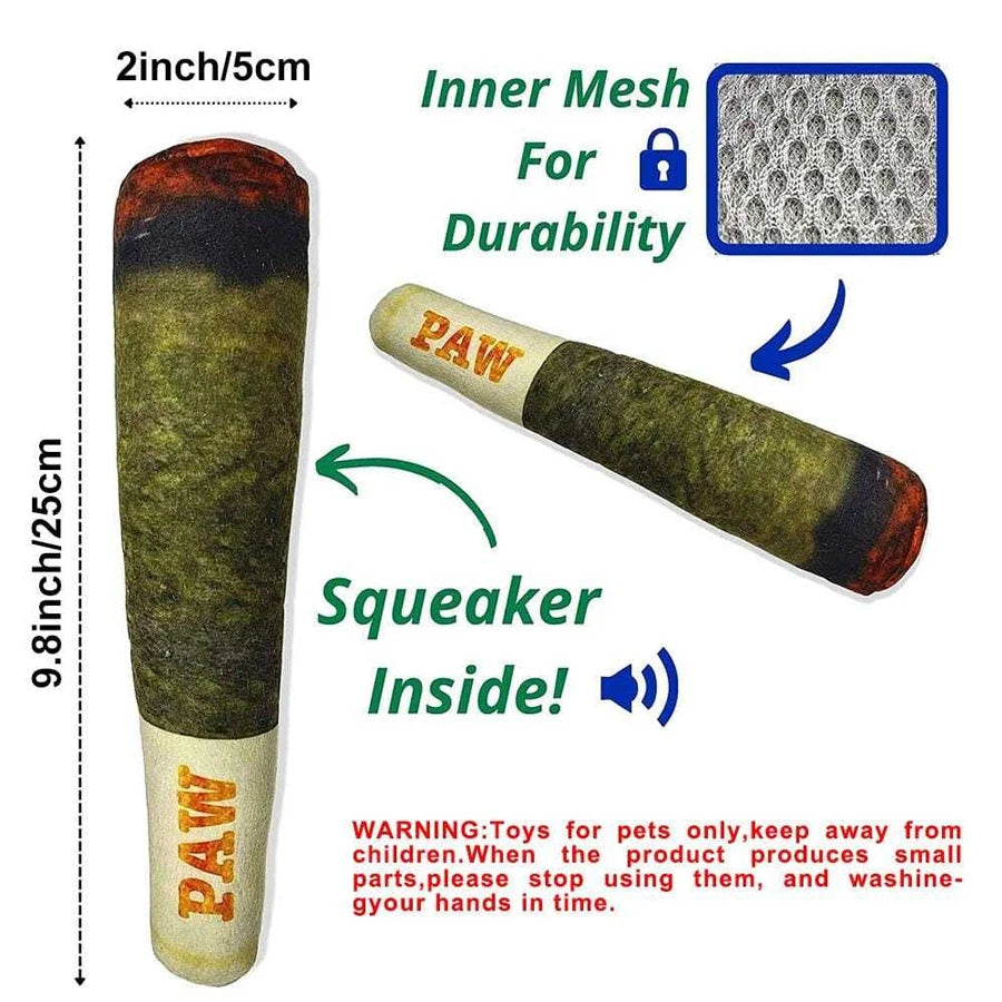 Cigar Design Plush Squeaky Pet Toys Grinding Teeth Creative Chew Toy