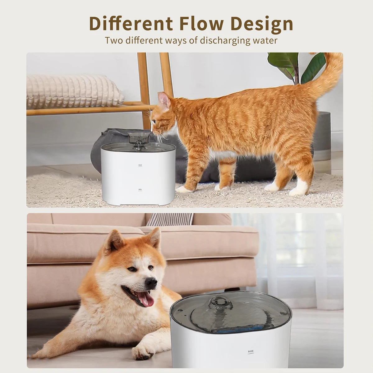 Ultra-Quiet Pump Dispenser Water Bowl, Multiple Pets Water Fountain
