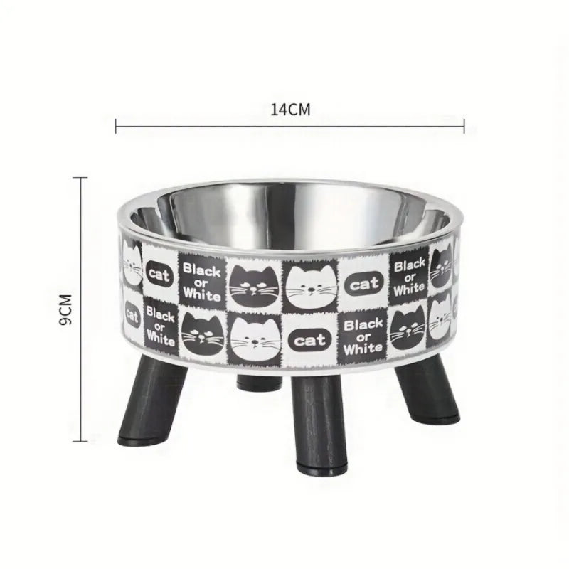 1pcsElevated stainless steel cat bowl with neck protection design - anti slip,