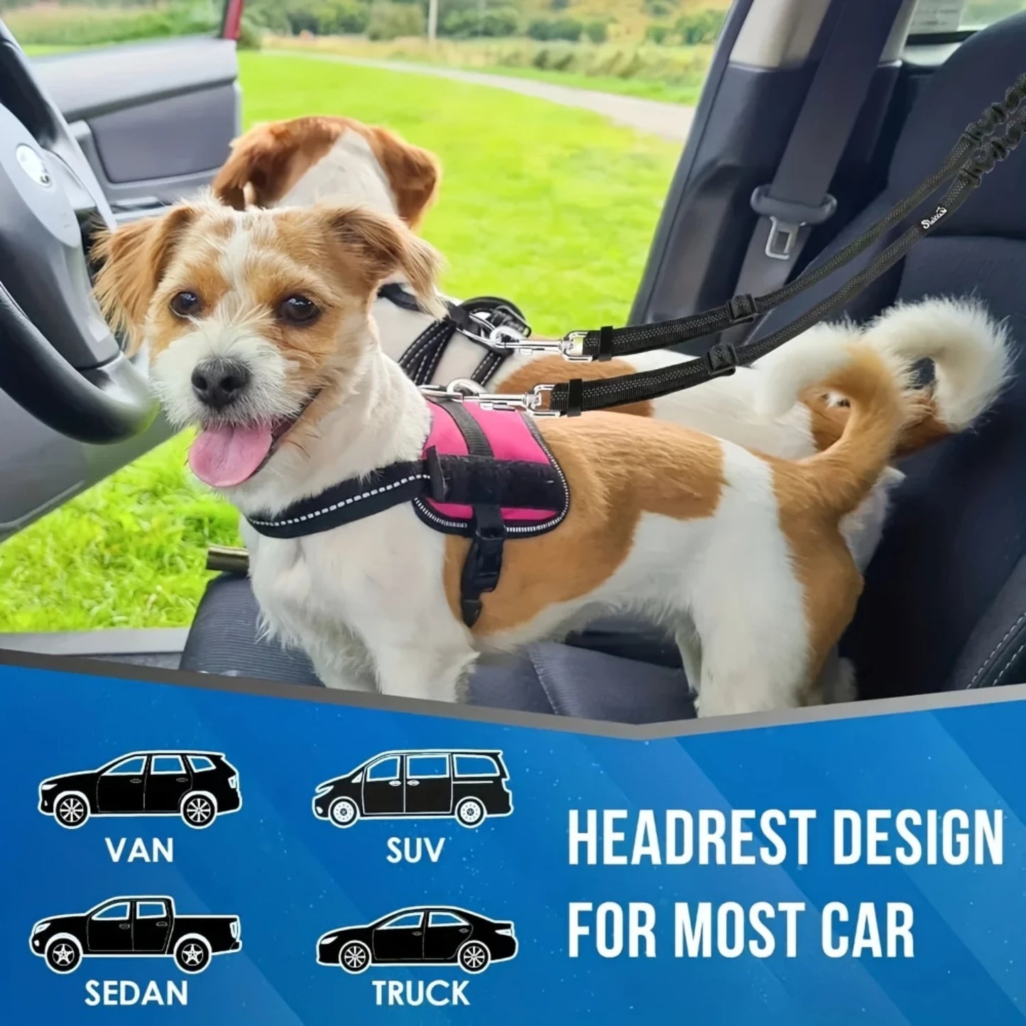 Car Seatbelt - Nylon Safety Harness For 2 Pets