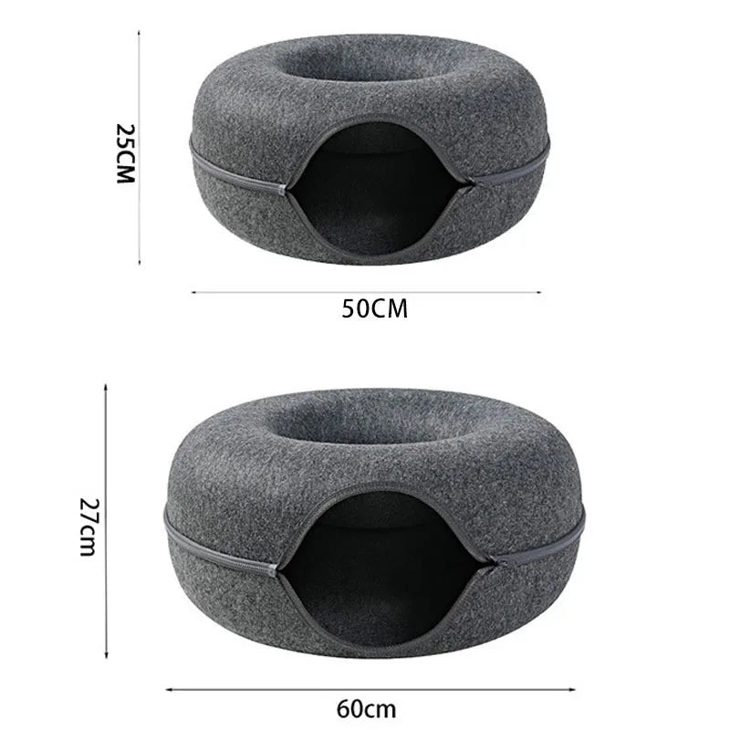 Donut Cat Bed Interactive Tunnel Toy