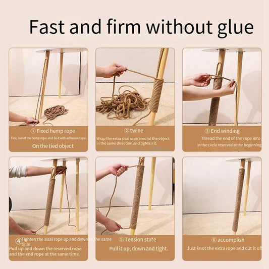 2/5M Durable Natural Hemp Rope Natural Sisal Cat Claw Pole Replacement Rope