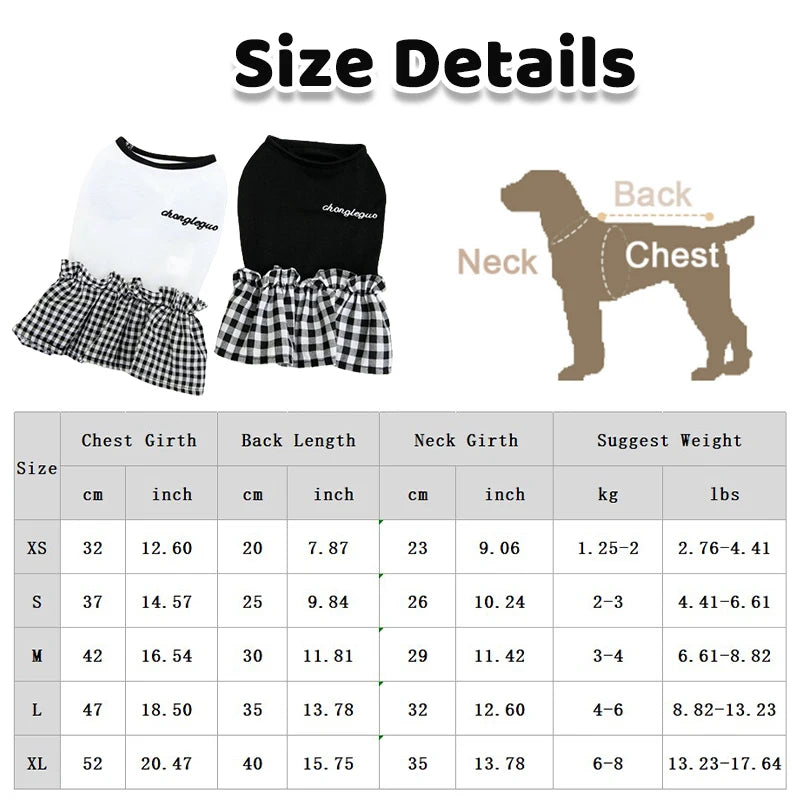 Summer Pet Dress Simple Plaid Luxury Skirts Chihuahua Yorkies Thin Breathable Dresses Cat Soft Skirt Puppy Clothes Dog Supplies