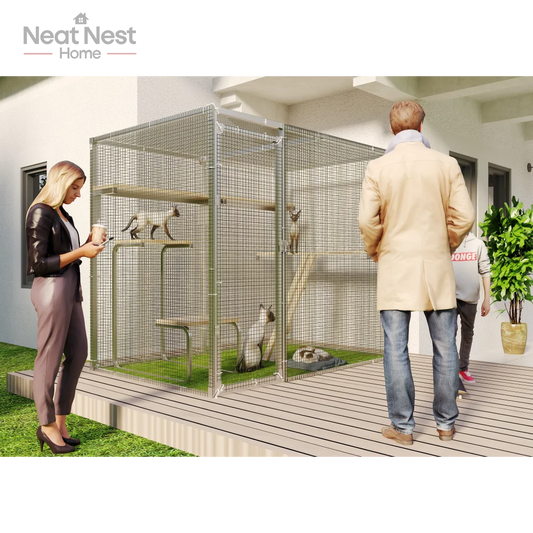 Cat cage shelter fence with Springboard,houses & habitats, garden, courtyard