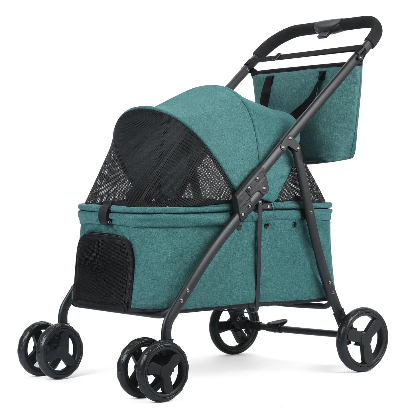 Foldable Dog Stroller Portable Dog Buggy 4 Wheel Pet Stroller Pushchair Travel Carriage Stroller Cart