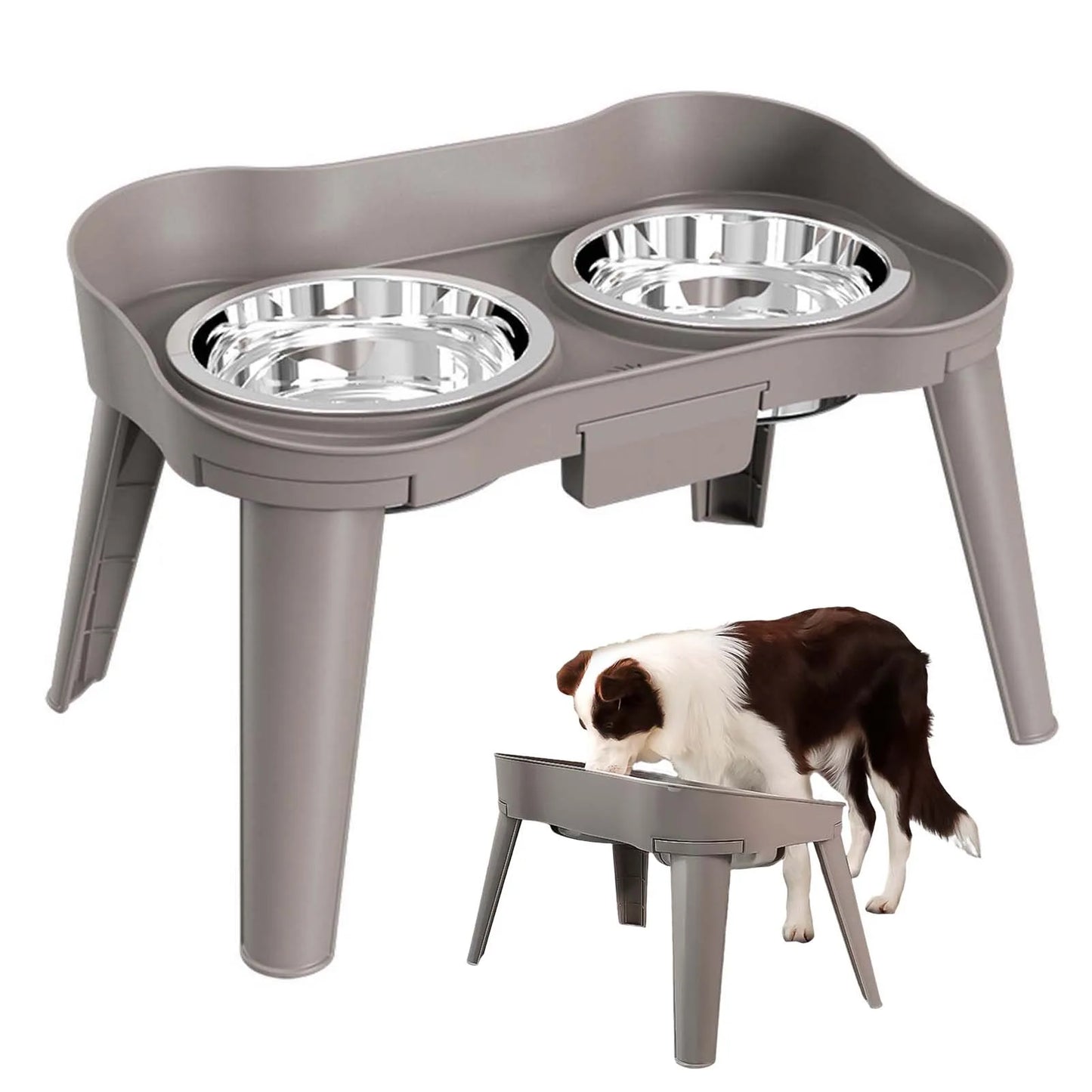 Raised Stand Elevated Dog Feeder Non-Slip and No Spill Design Bowl
