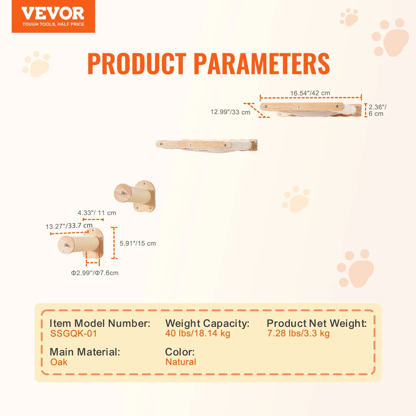 SucceBuy Wall Mounted Cat Shelves Cat Wall Shelves and Perches with Jumping Boards Hammocks & Cat Tree