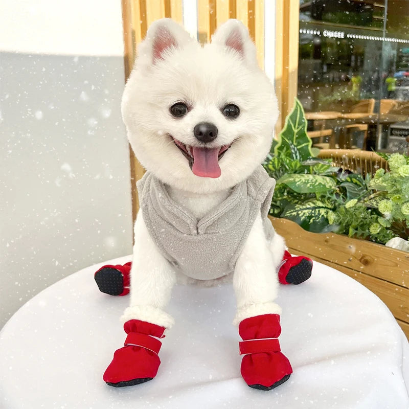 4Pcs Winter Waterproof Warm Pet Accessories Dog Socks Bootie Pet Dog Shoes